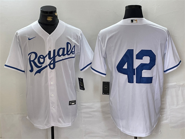 Men's Kansas City Royals #42 Jackie Robinson White Cool Base Stitched Baseball Jersey